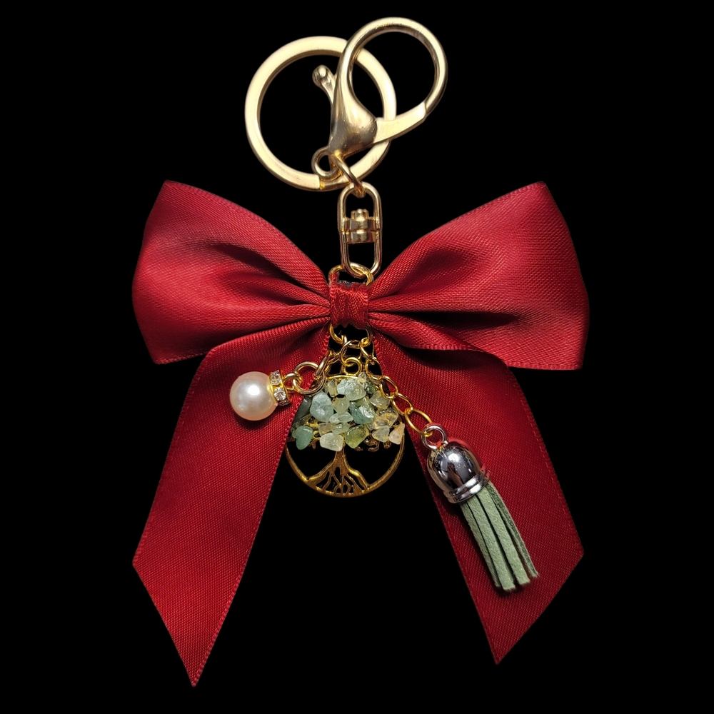 Crystal Tree Of Life Satin Bow Bag Charm